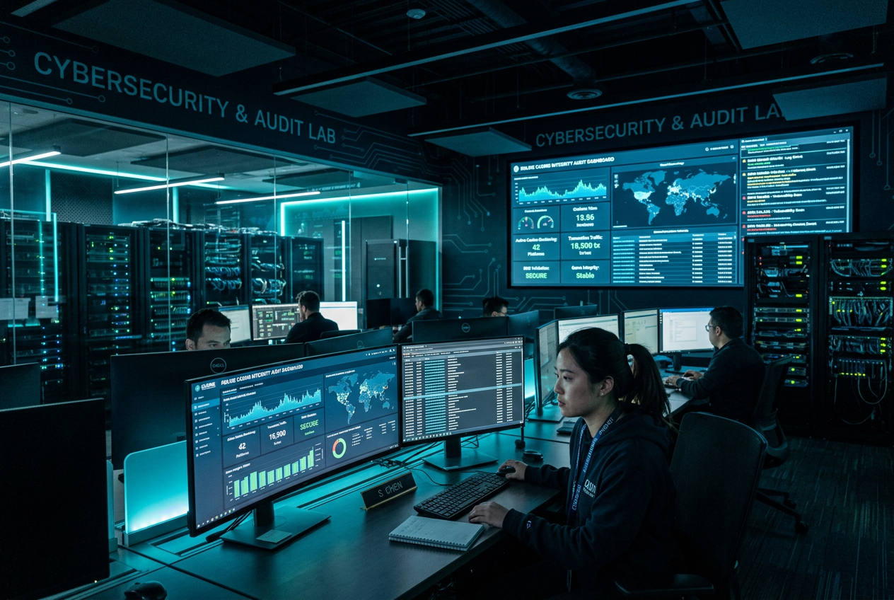 Nowoczesne centrum danych i serwery kasyna online poddawane audytowi technologicznemu