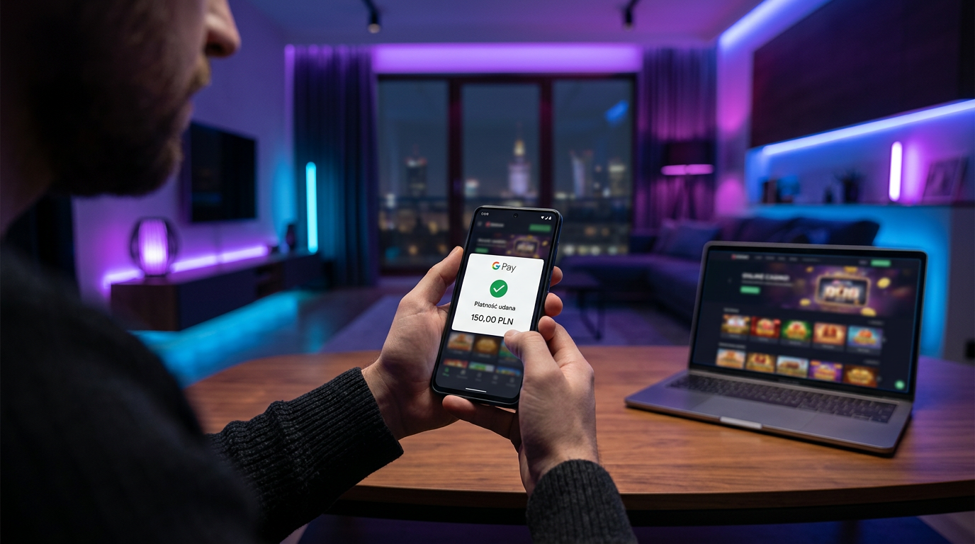 Nowoczesne kasyno online z płatnością Google Pay na smartfonie
