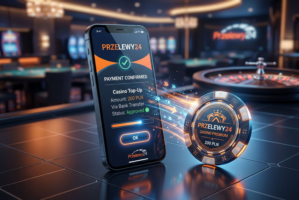 Interfejs płatności Przelewy24 na urządzeniu mobilnym w kasynie online